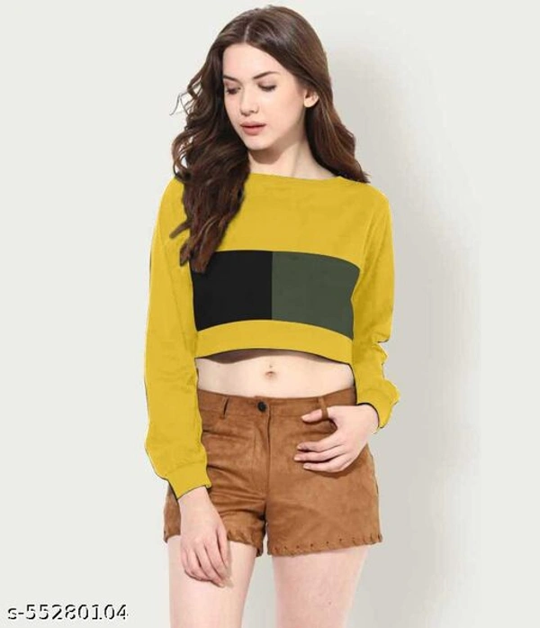 Neck Full Sleeves Crop Top - L