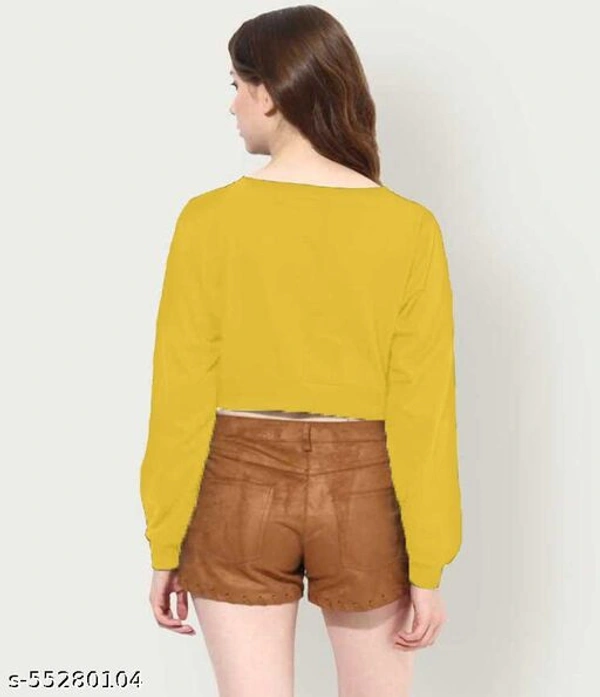 Neck Full Sleeves Crop Top - L