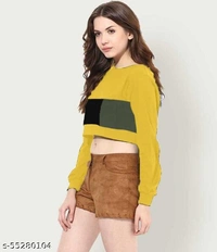 Neck Full Sleeves Crop Top - XL