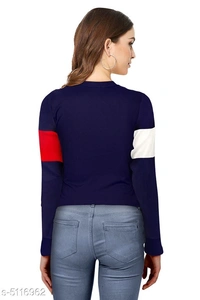Full Sleeves Hosiery Crop T-shirt - L