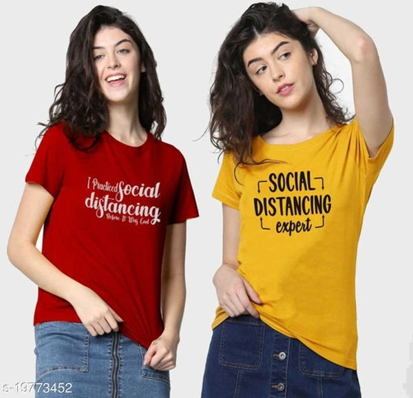 Pack of 2 Typography Conversation Tshirts - XL