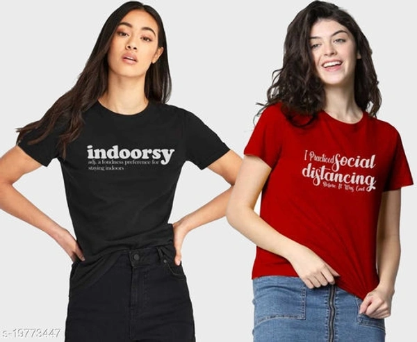 Pack of 2 Typography Conversation Tshirts - M