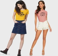 Pack of 2 Typography Conversation Tshirts - M