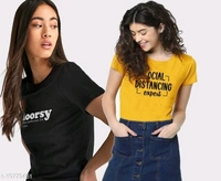 Pack of 2 Typography Conversation Tshirts - S