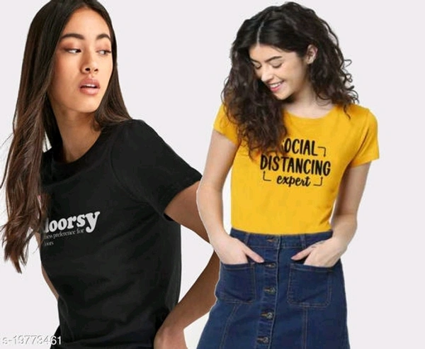 Pack of 2 Typography Conversation Tshirts - S