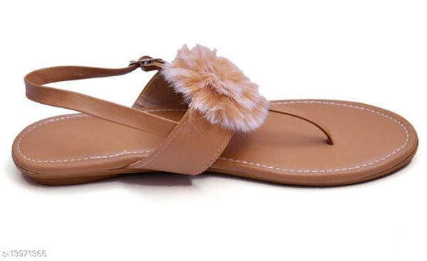 Women's Fur Peach Flats - 9