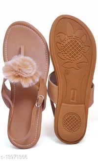 Women's Fur Peach Flats - 9