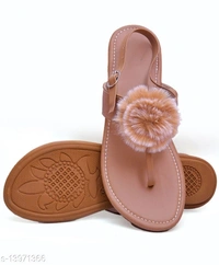 Women's Fur Peach Flats - 9