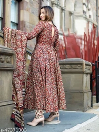 BLOCK PRINTED  KURTA WITH PANT And  COTTON DUPPATA - XL