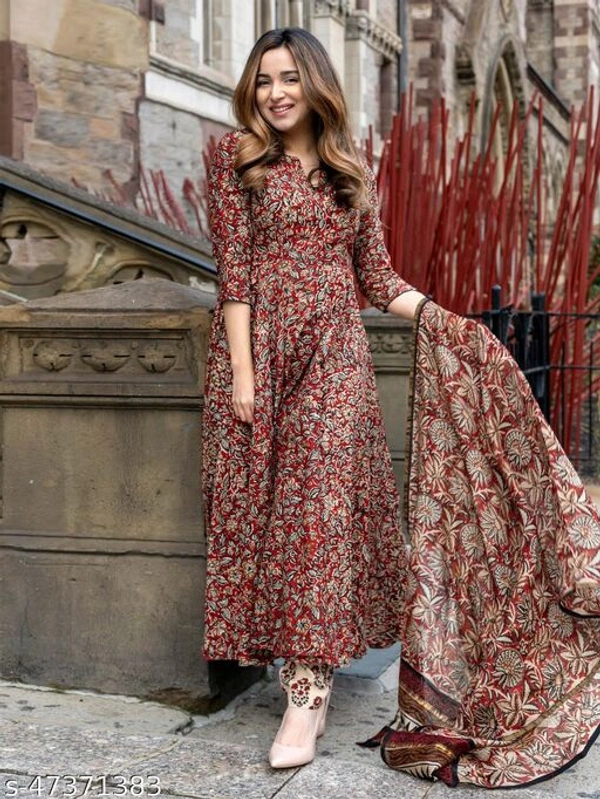 BLOCK PRINTED  KURTA WITH PANT And  COTTON DUPPATA - XL