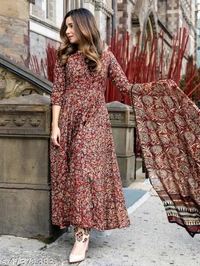 BLOCK PRINTED  KURTA WITH PANT And  COTTON DUPPATA - XL