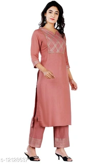 Women's Embroidered Rayon Kurta with Palazzos - XL