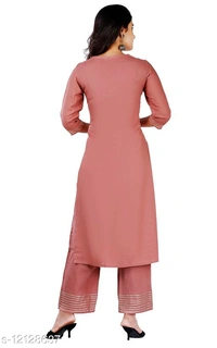 Women's Embroidered Rayon Kurta with Palazzos - 3XL