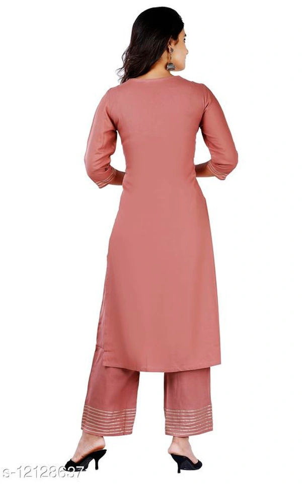 Women's Embroidered Rayon Kurta with Palazzos - 3XL