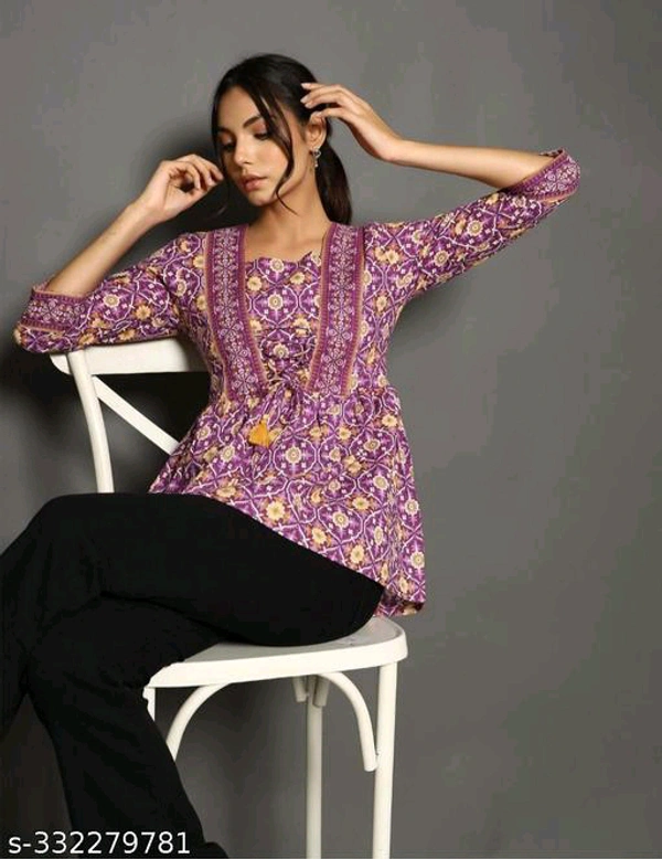 YSS Cotton Women Top  - M, Violet Eggplant