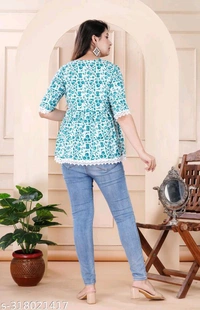 YSS Women's Rayon Party Wear Hope Top - M, Pine Green
