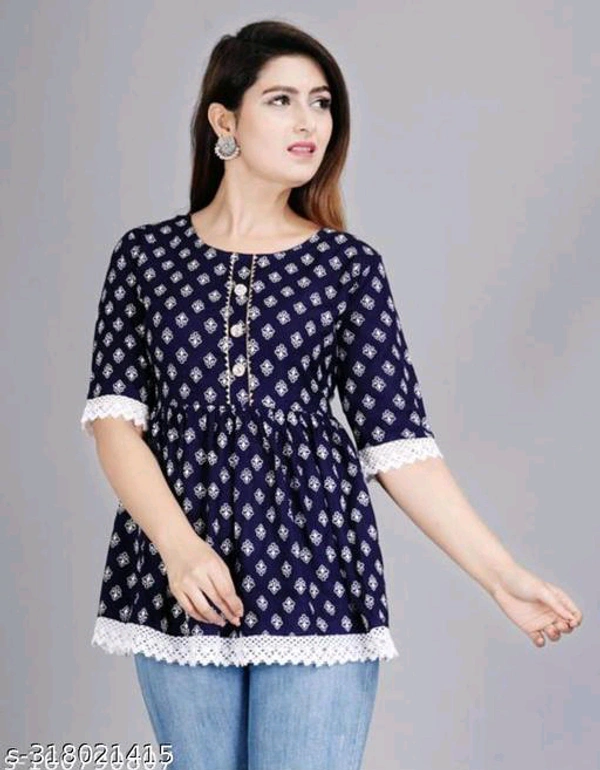 YSS Women's Rayon Party Wear Hope Top - M, Navy Blue