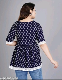 YSS Women's Rayon Party Wear Hope Top - L, Navy Blue