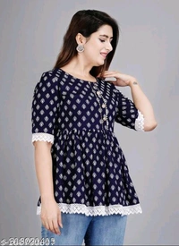 YSS Women's Rayon Party Wear Hope Top - XL, Navy Blue
