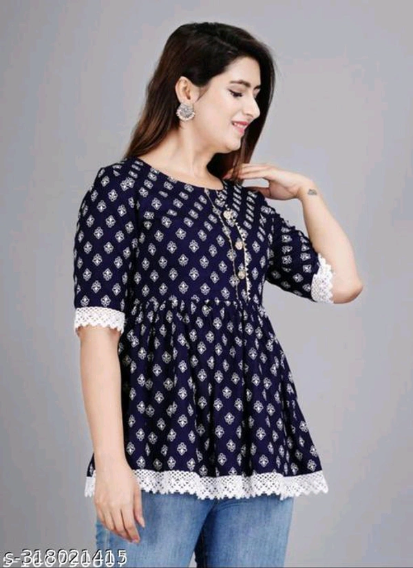 YSS Women's Rayon Party Wear Hope Top - XL, Navy Blue