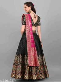 YSS Women Jacquard Woven Design Stitched Lehenga & Unstitched Blouse with Dupatta  - Semi Stitched