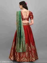 YSS Women Jacquard Woven Design Stitched Lehenga & Unstitched Blouse with Dupatta - Semi Stitched