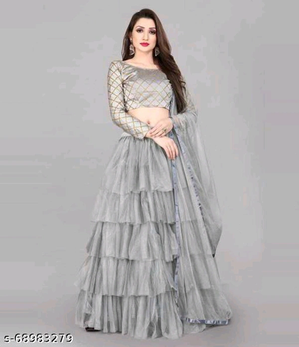 YSS Women Lehenga  - Free Size, Gray