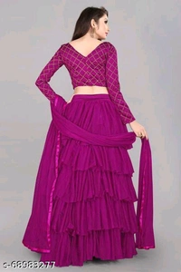 YSS Women Lehenga  - Semi Stitched, Purple
