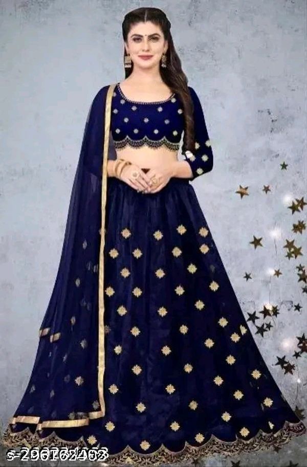 YSS Chitrarekha Superior Women Lehenga - Semi Stitched, Navy Blue