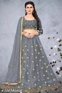 YSS Chitrarekha Superior Women Lehenga - Semi Stitched, Navy Blue