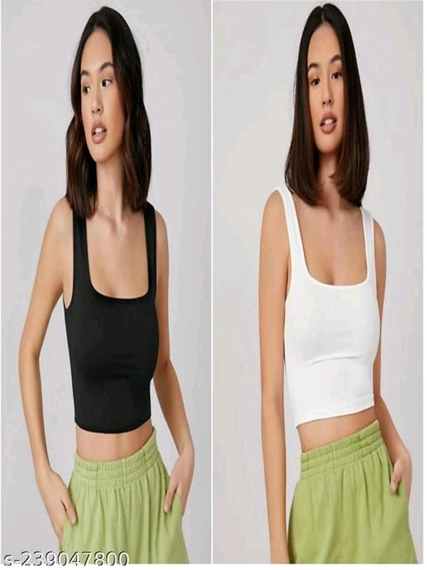 YSS COMBO PACK Edge Notch Neck Rib Knit Tank Top Women Crop Tops and Tunics - S