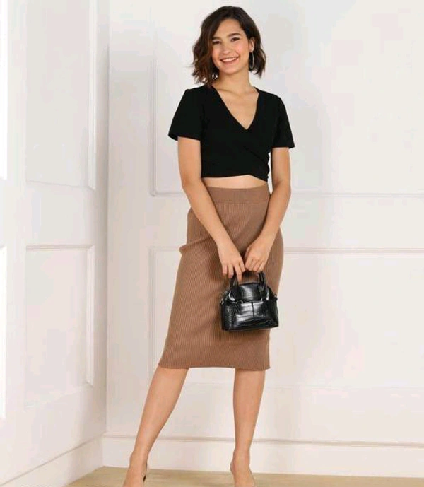 YSS WOMEN FANCY CROP TOP ( Lycra ) - XS, Black