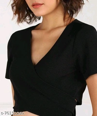 YSS WOMEN FANCY CROP TOP ( Lycra ) - XS, Black