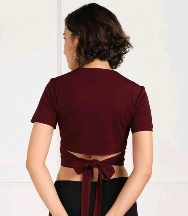 YSS WOMEN FANCY CROP TOP ( Lycra ) - XS, Maroon