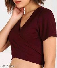 YSS WOMEN FANCY CROP TOP ( Lycra ) - XS, Maroon
