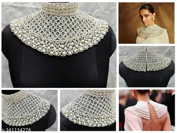 Yss Pearl Poncho Necklace Women Trendy Capes - White, L
