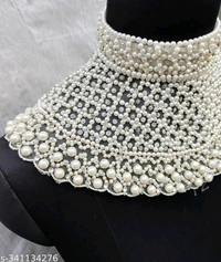 Yss Pearl Poncho Necklace Women Trendy Capes - White, L