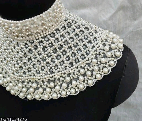 Yss Pearl Poncho Necklace Women Trendy Capes - White, L