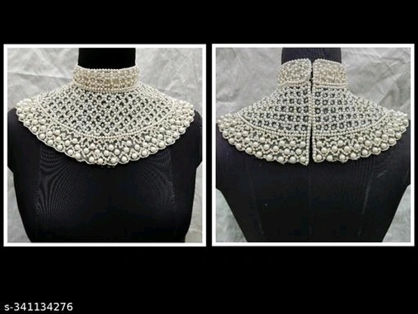 Yss Pearl Poncho Necklace Women Trendy Capes - White, L