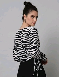YSS Stylish Women Retro Zebra Top - black and white, M
