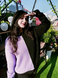 YSS Premium Quality Women/girl Sweater - Free Size, Purple and Black