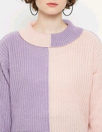 YSS Kasma Women Round Neck Full Sleeves Colourblocked Sweater - M