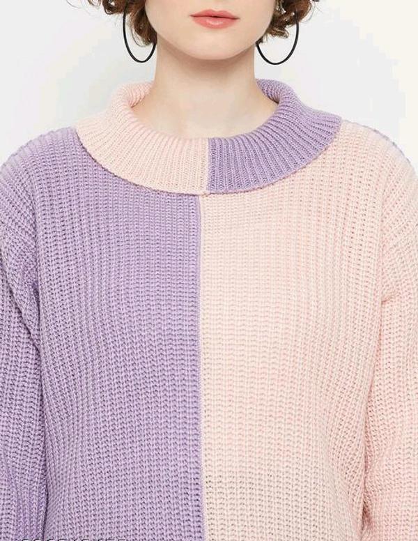 YSS Kasma Women Round Neck Full Sleeves Colourblocked Sweater - M