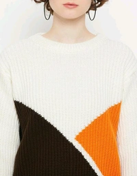 YSS Kasma Women Round Neck Full Sleeves Colourblocked Sweater - M