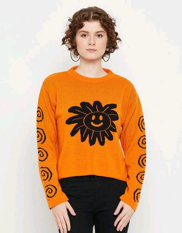 YSS Kasma Women Round Neck Full Sleeves Quirky Sweater - S