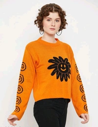 YSS Kasma Women Round Neck Full Sleeves Quirky Sweater - S