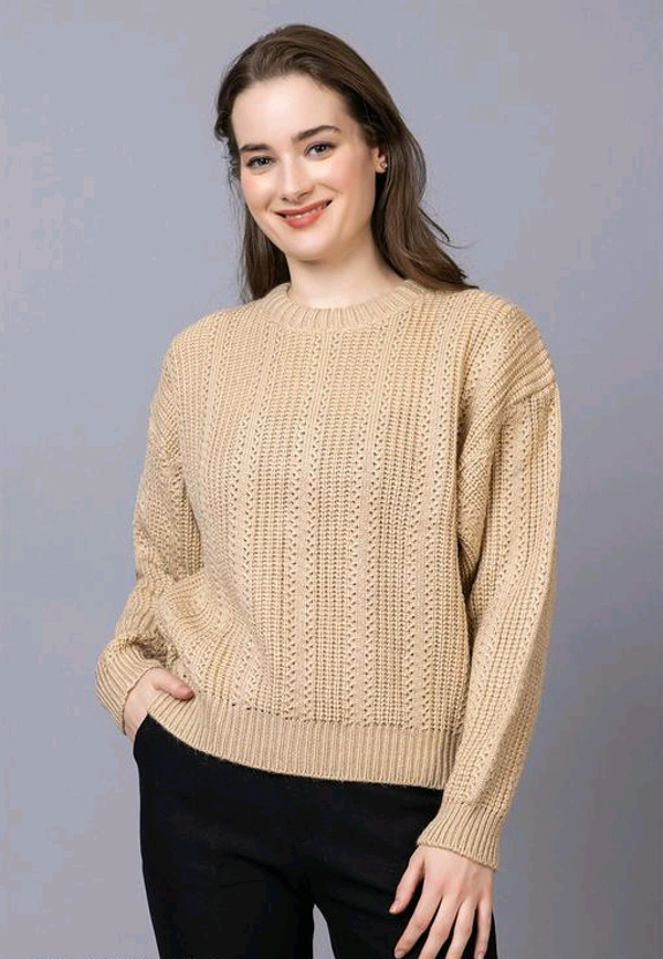 YSS Women’s 100% Wool Pullover Sweater Regular Fit for Winter Wear - S