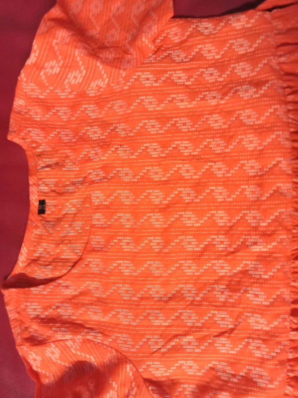 YSS Cotton Printed Stylish Orange Kurti Dress For Women/Girls - M