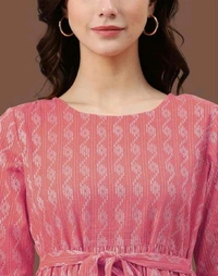 YSS Cotton Printed Stylish Orange Kurti Dress For Women/Girls - S