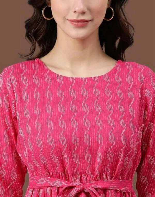 YSS Cotton Printed Stylish Orange Kurti Dress For Women/Girls - XS